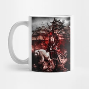 Red wolf samurai oni ronin Mug